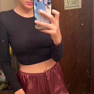 Fashion nova black crop shirt